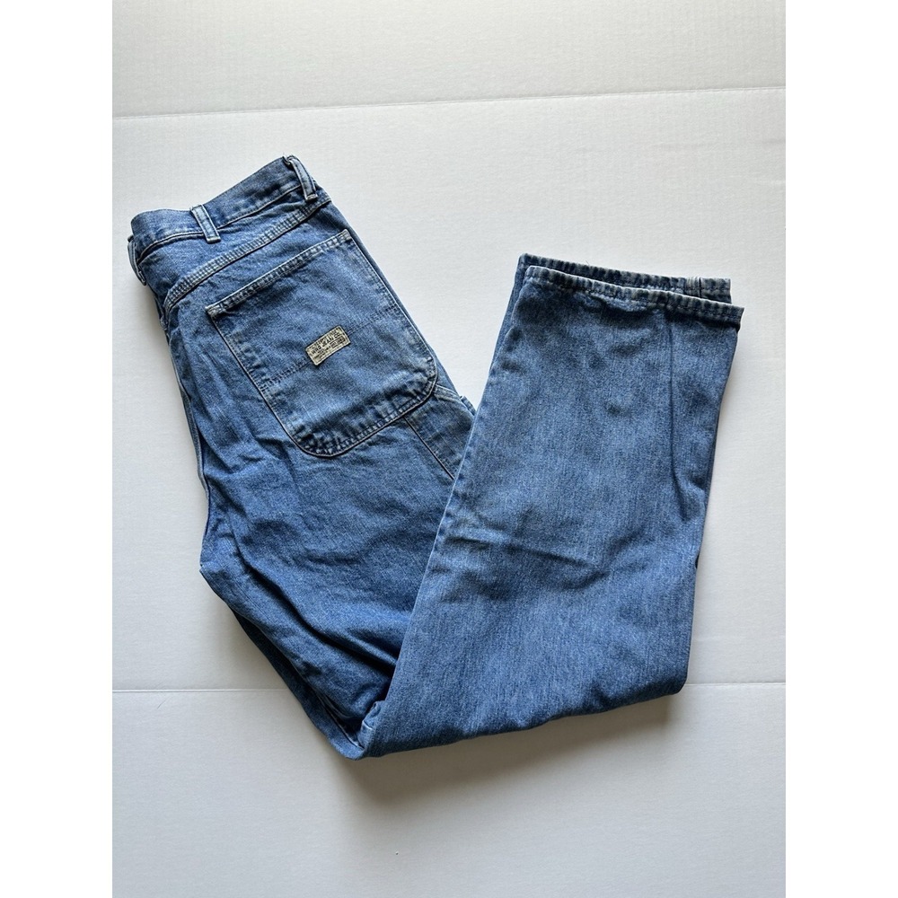 Faded Glory Mens Carpenter Jeans Blue Denim Hammer Loop Workwear 35x31